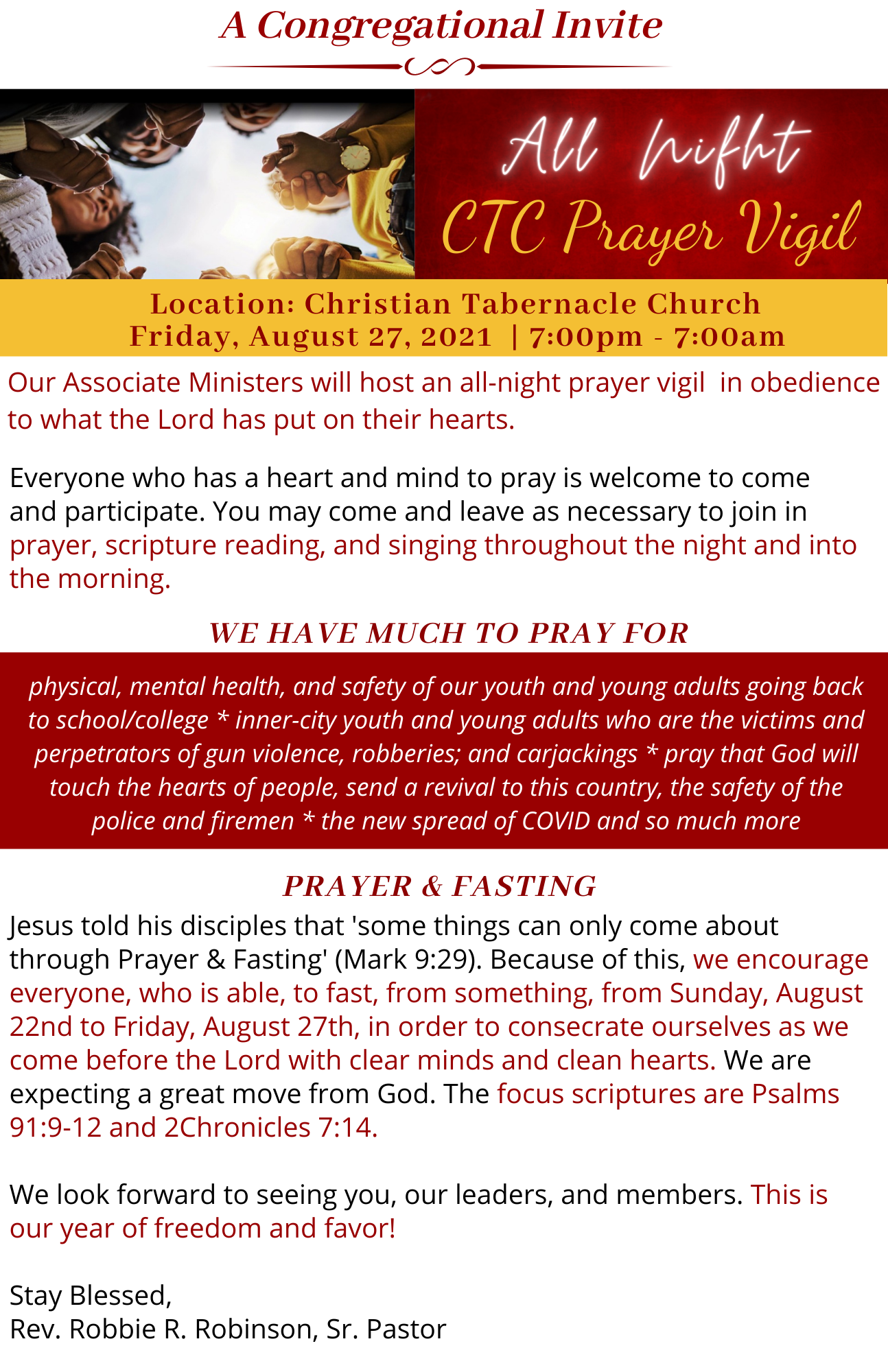 Prayer Vigil 2021 - Christian Tabernacle Church